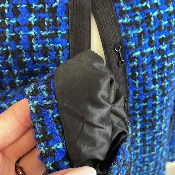 J. Crew Blue and Black Tweed Blazer with Structured Shoulders - Picture 4 of 8